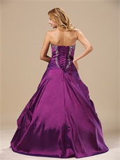 Purple Taffeta Embroidery Quinceanera Court Dress Not Very Puffy