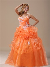 Orange Floor-length Pageant Dress For Girls Quinceanera Party