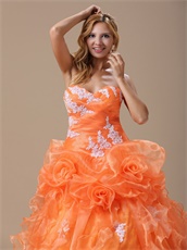 Orange Floor-length Pageant Dress For Girls Quinceanera Party