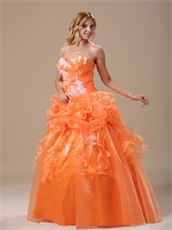 Orange Floor-length Pageant Dress For Girls Quinceanera Party