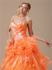 Orange Floor-length Pageant Dress For Girls Quinceanera Party