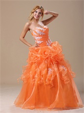 Orange Floor-length Pageant Dress For Girls Quinceanera Party