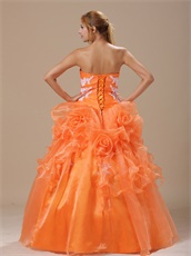 Orange Floor-length Pageant Dress For Girls Quinceanera Party
