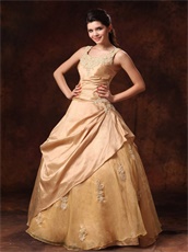 Scoop Gold Taffeta And Organza Quinceanera Ball Gown Lolita Style