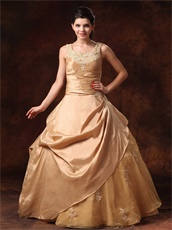 Scoop Gold Taffeta And Organza Quinceanera Ball Gown Lolita Style
