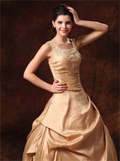 Scoop Gold Taffeta And Organza Quinceanera Ball Gown Lolita Style