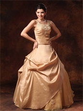 Scoop Gold Taffeta And Organza Quinceanera Ball Gown Lolita Style