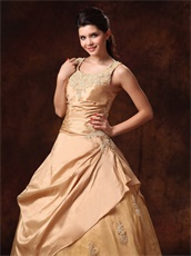 Scoop Gold Taffeta And Organza Quinceanera Ball Gown Lolita Style