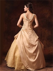 Scoop Gold Taffeta And Organza Quinceanera Ball Gown Lolita Style