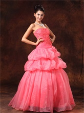 Watermelon Organza New Arrival Princess Prom Dress Little Puffy