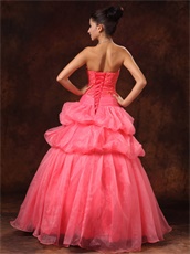 Watermelon Organza New Arrival Princess Prom Dress Little Puffy