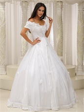 Off Shoulder Puffy Court Prom Gowns With 3D Flowers Intersperse