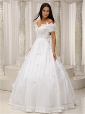 Off Shoulder Puffy Court Prom Gowns With 3D Flowers Intersperse