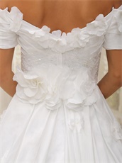 Off Shoulder Puffy Court Prom Gowns With 3D Flowers Intersperse