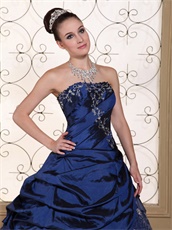 Exclusive Navy Quinceanera Dress Silver Embroidery Taffeta and Organza