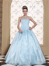 Elegant Light Blue Organza Sunshine Quinceanera Dress Physical Store