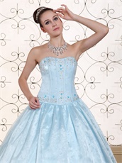 Elegant Light Blue Organza Sunshine Quinceanera Dress Physical Store