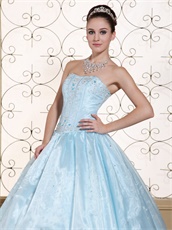 Elegant Light Blue Organza Sunshine Quinceanera Dress Physical Store