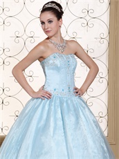 Elegant Light Blue Organza Sunshine Quinceanera Dress Physical Store