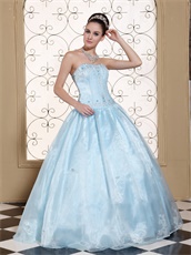 Elegant Light Blue Organza Sunshine Quinceanera Dress Physical Store