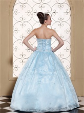 Elegant Light Blue Organza Sunshine Quinceanera Dress Physical Store