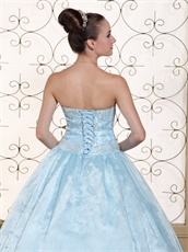 Elegant Light Blue Organza Sunshine Quinceanera Dress Physical Store