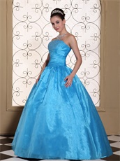 Memorable Aqua Quinceanera Dress With Organza Floor-length Gown Skirt