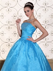 Memorable Aqua Quinceanera Dress With Organza Floor-length Gown Skirt