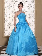 Memorable Aqua Quinceanera Dress With Organza Floor-length Gown Skirt