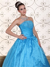 Memorable Aqua Quinceanera Dress With Organza Floor-length Gown Skirt