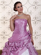 Old Fashion Opera Mauve and White Prom Gown Court Palace Style