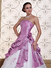 Old Fashion Opera Mauve and White Prom Gown Court Palace Style