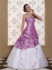 Old Fashion Opera Mauve and White Prom Gown Court Palace Style