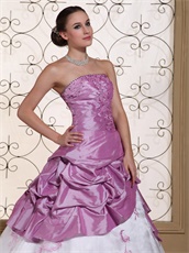 Old Fashion Opera Mauve and White Prom Gown Court Palace Style