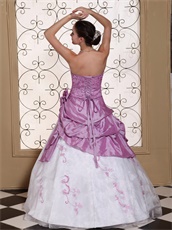 Old Fashion Opera Mauve and White Prom Gown Court Palace Style