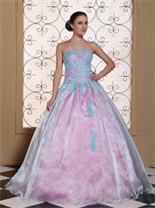 Low Price Appliques Quinceanera Dress Ice Blue With Pink Lining