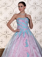 Low Price Appliques Quinceanera Dress Ice Blue With Pink Lining