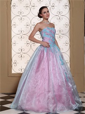 Low Price Appliques Quinceanera Dress Ice Blue With Pink Lining