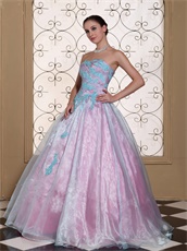 Low Price Appliques Quinceanera Dress Ice Blue With Pink Lining