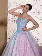 Low Price Appliques Quinceanera Dress Ice Blue With Pink Lining
