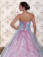 Low Price Appliques Quinceanera Dress Ice Blue With Pink Lining