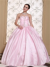 Nymphean Baby Pink Flat Puffy Featured Quinceanera Dress With Slip