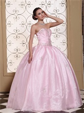 Nymphean Baby Pink Flat Puffy Featured Quinceanera Dress With Slip