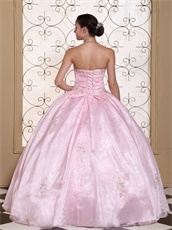 Nymphean Baby Pink Flat Puffy Featured Quinceanera Dress With Slip
