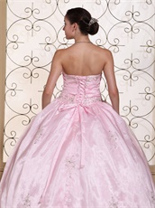 Nymphean Baby Pink Flat Puffy Featured Quinceanera Dress With Slip