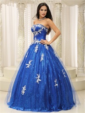 Royal Blue With Applique Military Quince Ball Gown Paillette Inside