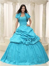 Sweetheart Aqua Taffeta Sweet 16 Quinceanera Dress With Jacket