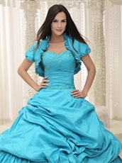 Sweetheart Aqua Taffeta Sweet 16 Quinceanera Dress With Jacket