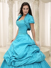 Sweetheart Aqua Taffeta Sweet 16 Quinceanera Dress With Jacket