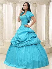 Sweetheart Aqua Taffeta Sweet 16 Quinceanera Dress With Jacket